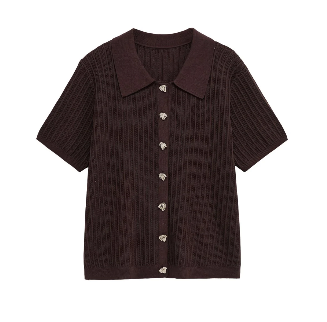 Ensemble Tricoté Élégant – Haut à Manches Courtes & Pantalon Large | Été