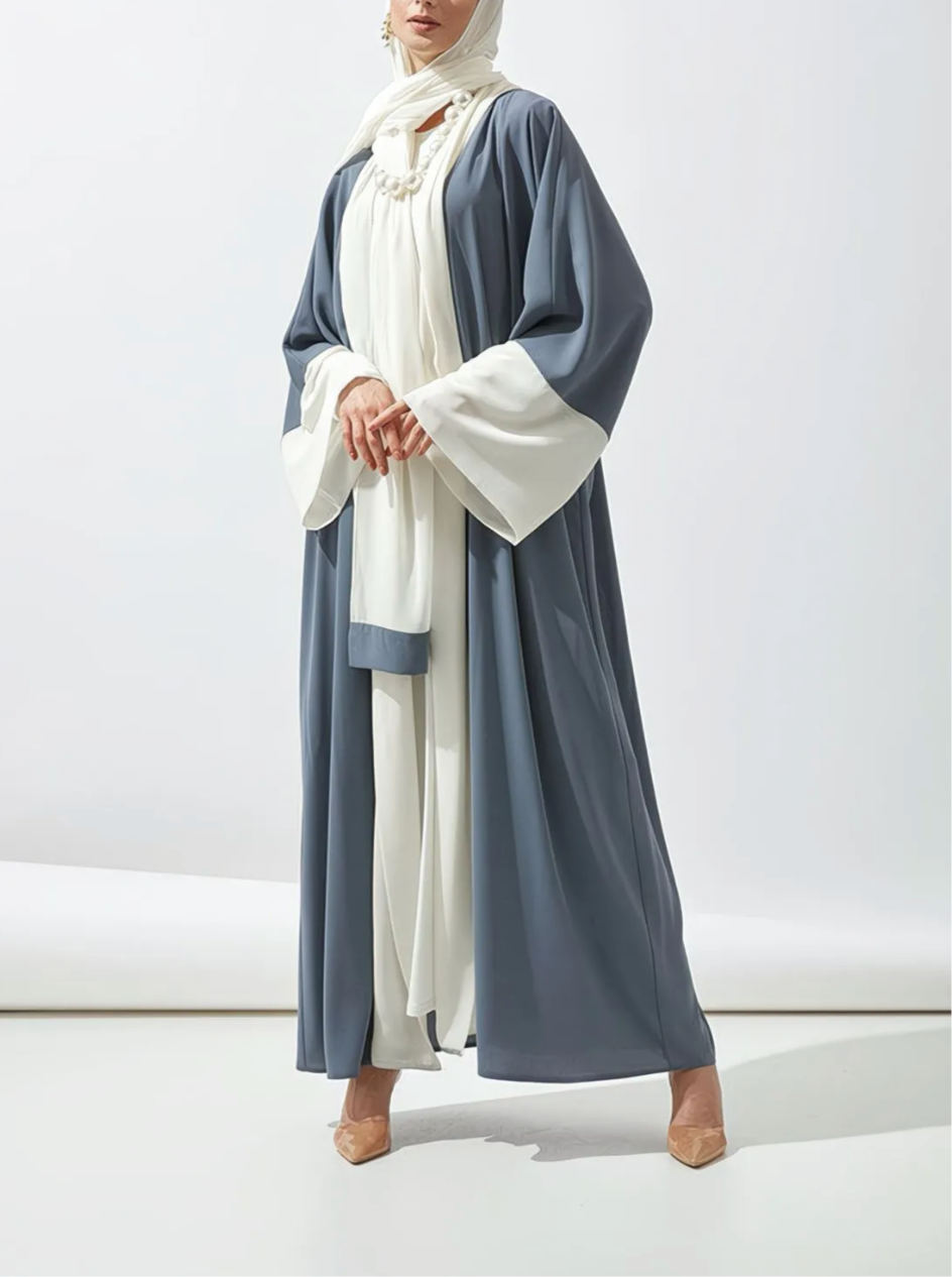 Abaya Nour — Élégance Pure & Contraste Subtil