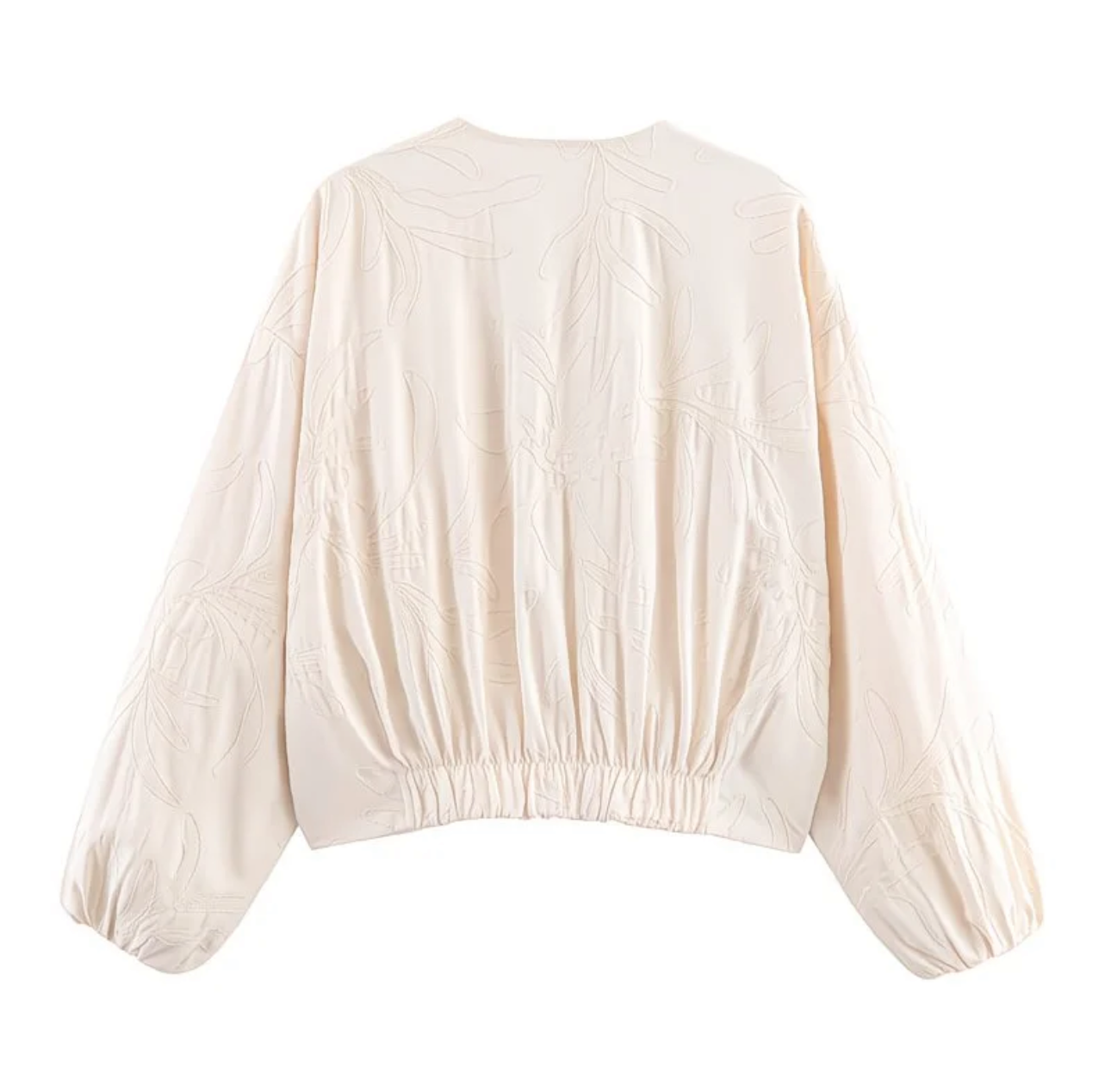 Veste matelassée bleu marine à motifs brodés – Style oversize chic
