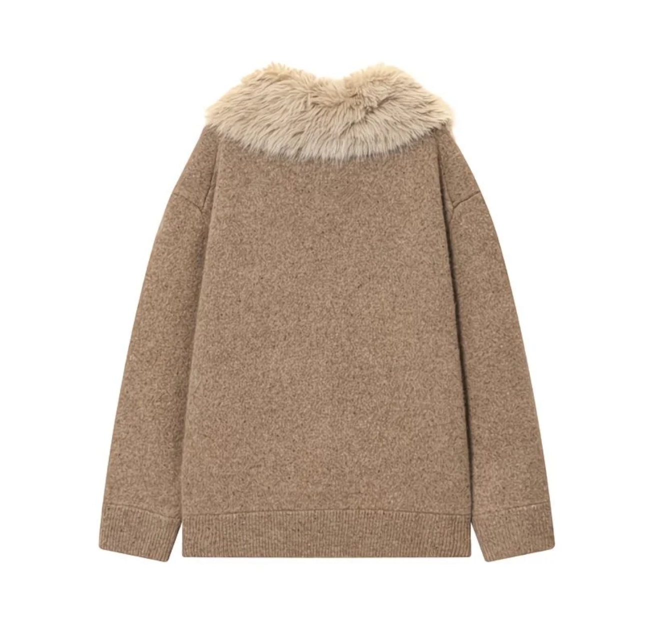 Veste en laine mélangée avec col en fausse fourrure