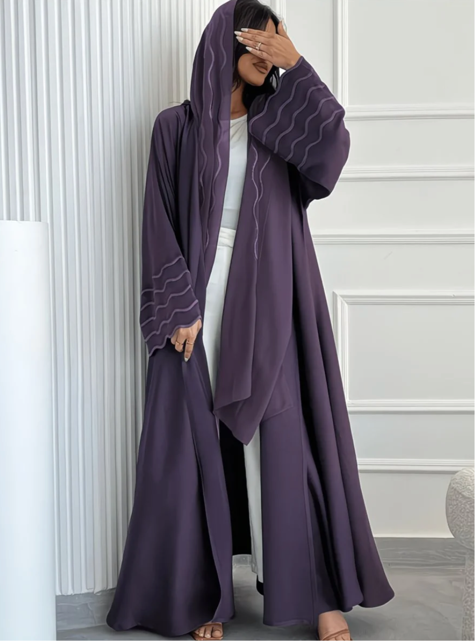 Abaya Noura — Élégance Fluide & Broderie Ondoyante