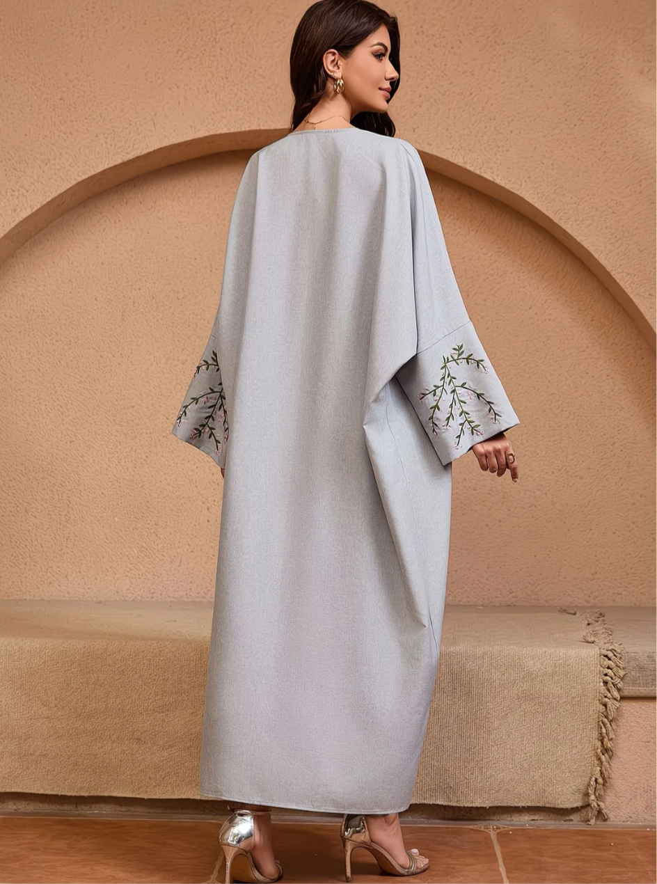 Abaya Lina — Élégance Florale & Modernité Minimaliste