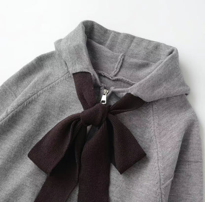 Cardigan à Capuche avec Nœud – Douceur & Élégance Casual