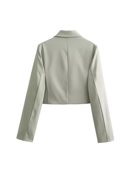 Ensemble Minimaliste Chic — Veste Courte à Poches et Pantalon Taille Haute