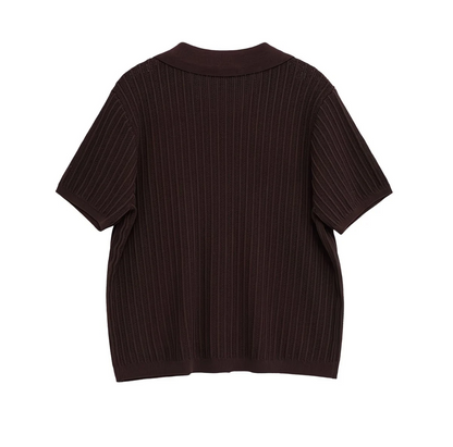 Ensemble Tricoté Élégant – Haut à Manches Courtes & Pantalon Large | Été