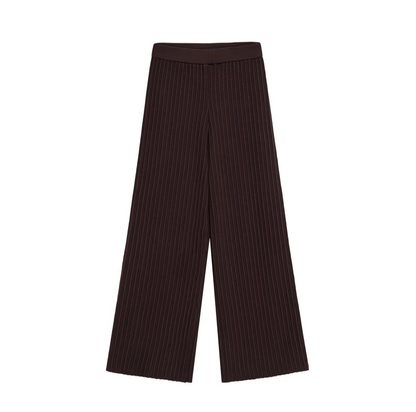 Ensemble Tricoté Élégant – Haut à Manches Courtes & Pantalon Large | Été