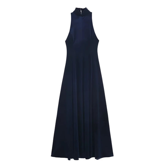 Robe Longue Bleu Nuit – Coupe Fluide