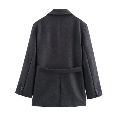 Ensemble tailleur femme noir avec ceinture – Élégance moderne automne