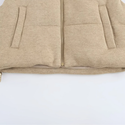 Doudoune Sans Manches Femme en Tricot – Style Européen Chic Automne/Hiver