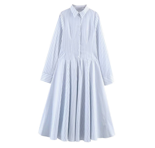 Robe Chemise Élégance Rayée – Coupe Fluide & Féminine