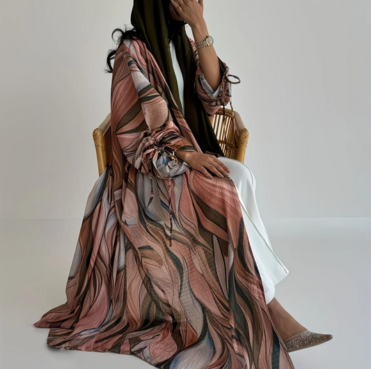 Abaya Prestige – Feuillage Rosé
