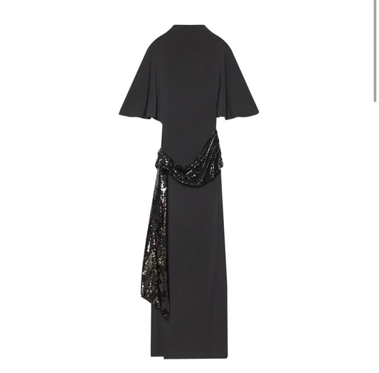 Robe longue noire avec détail sequins