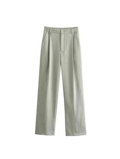 Ensemble Minimaliste Chic — Veste Courte à Poches et Pantalon Taille Haute