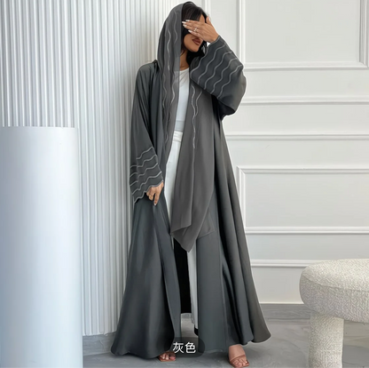 Abaya Noura — Élégance Fluide & Broderie Ondoyante