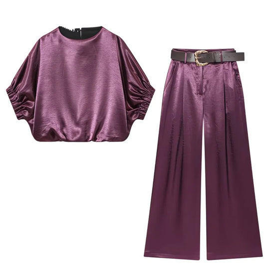 Ensemble Satin Violet – Élégance Chic
