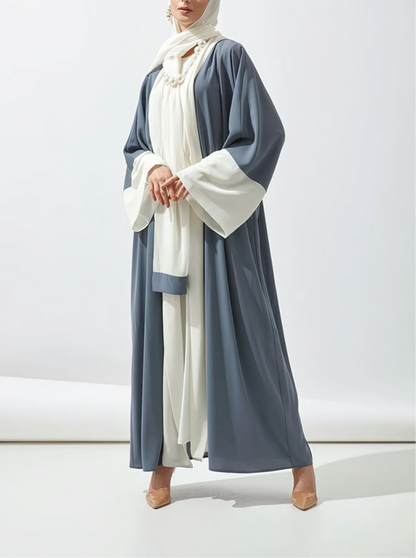 Abaya Nour — Élégance Pure & Contraste Subtil