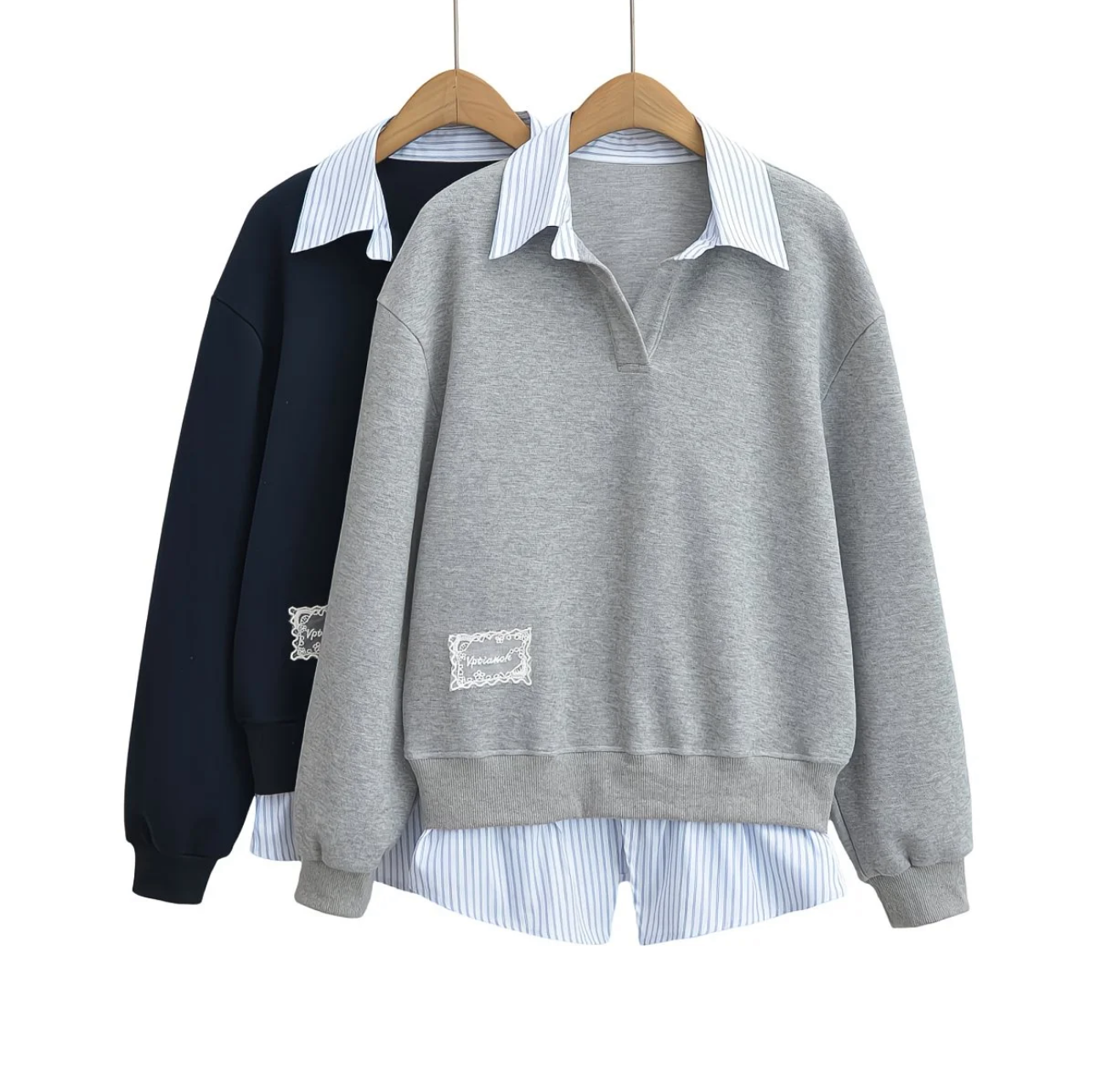 Sweat à effet chemise – style universitaire chic