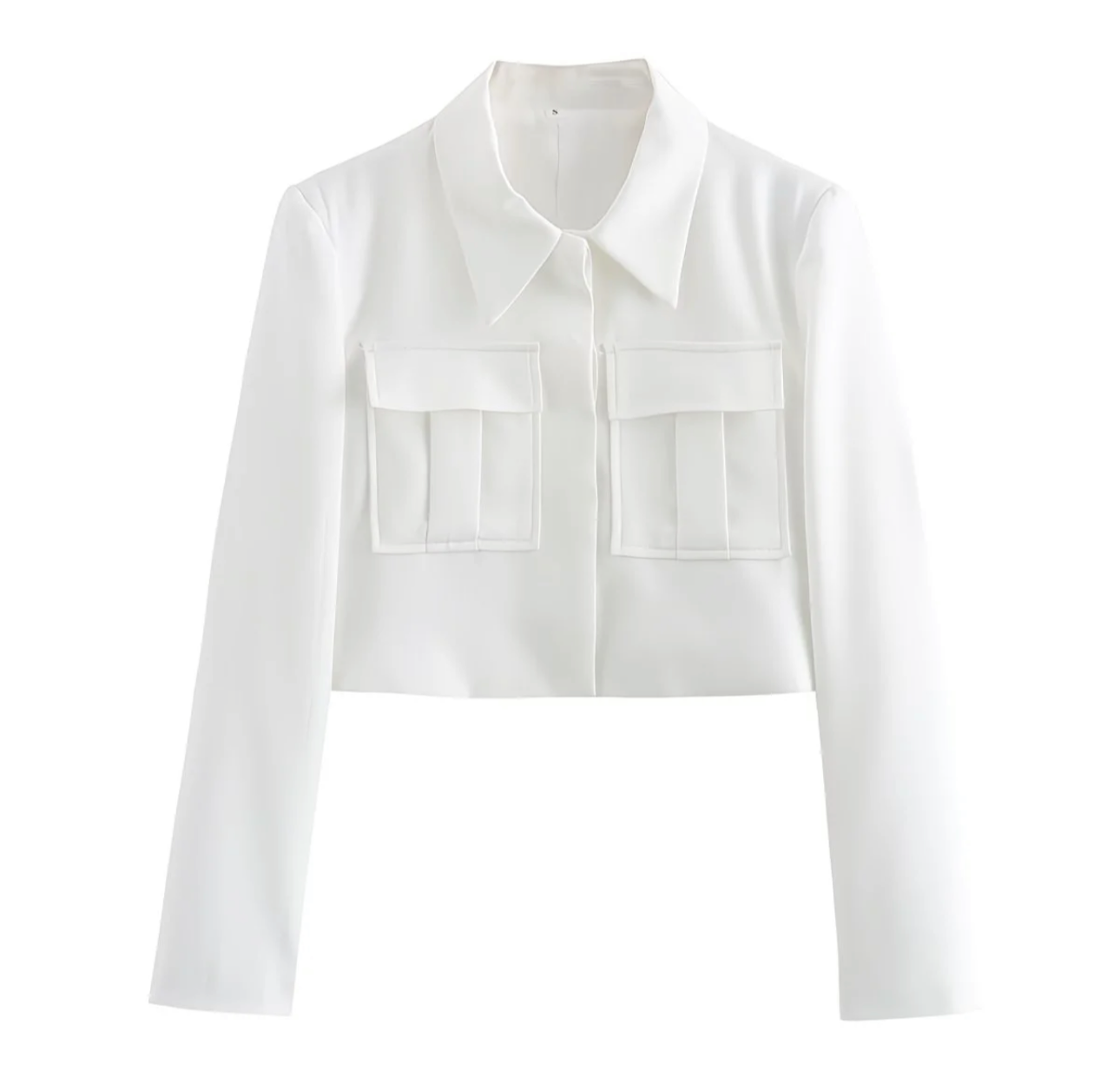 Ensemble Tailleur Femme Chic 2 Pièces – Veste Courte à Poches & Pantalon Large Élegant