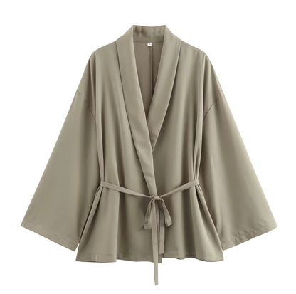 Ensemble Kimono Femme – Veste Ceinturée & Pantalon Large