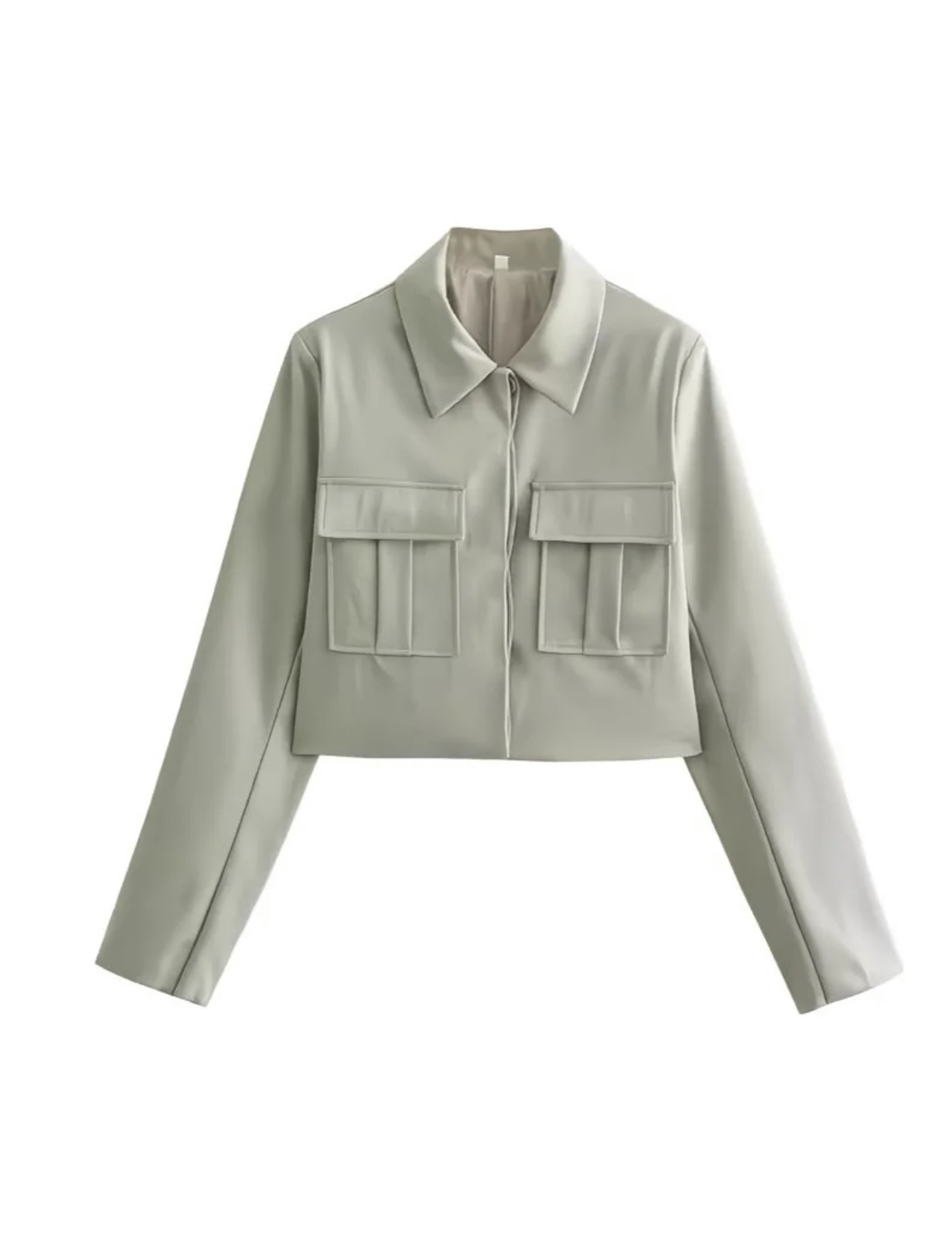 Ensemble Minimaliste Chic — Veste Courte à Poches et Pantalon Taille Haute
