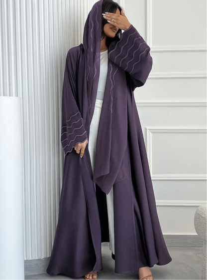 Abaya Noura — Élégance Fluide & Broderie Ondoyante