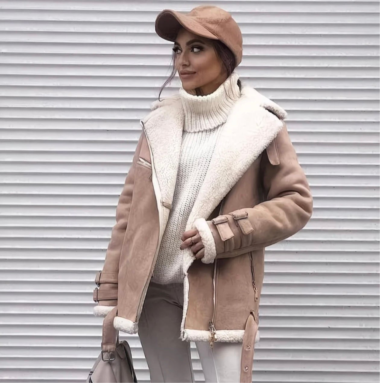 Blouson Aviateur Femme – Doublé Fourrure Style Hiver Chic