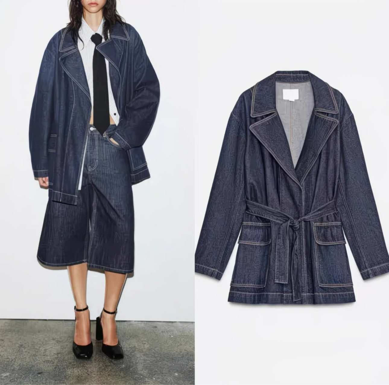 Veste Kimono en Deniz pas cher – Ceinturée et Oversize