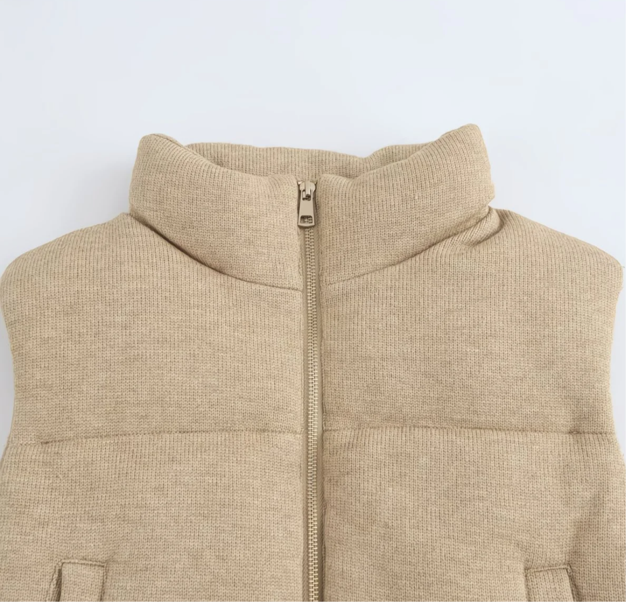 Doudoune Sans Manches Femme en Tricot – Style Européen Chic Automne/Hiver