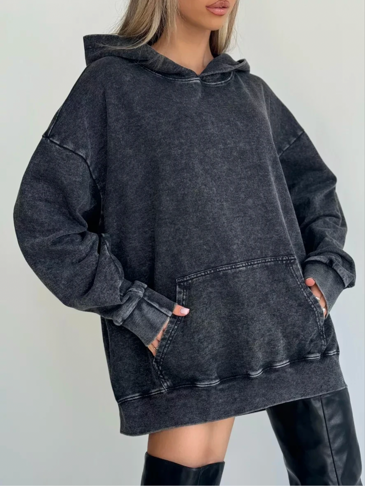 Hoodie Oversize Vintage Noir – Look Streetwear Unisexe