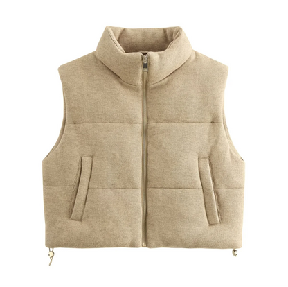 Doudoune Sans Manches Femme en Tricot – Style Européen Chic Automne/Hiver