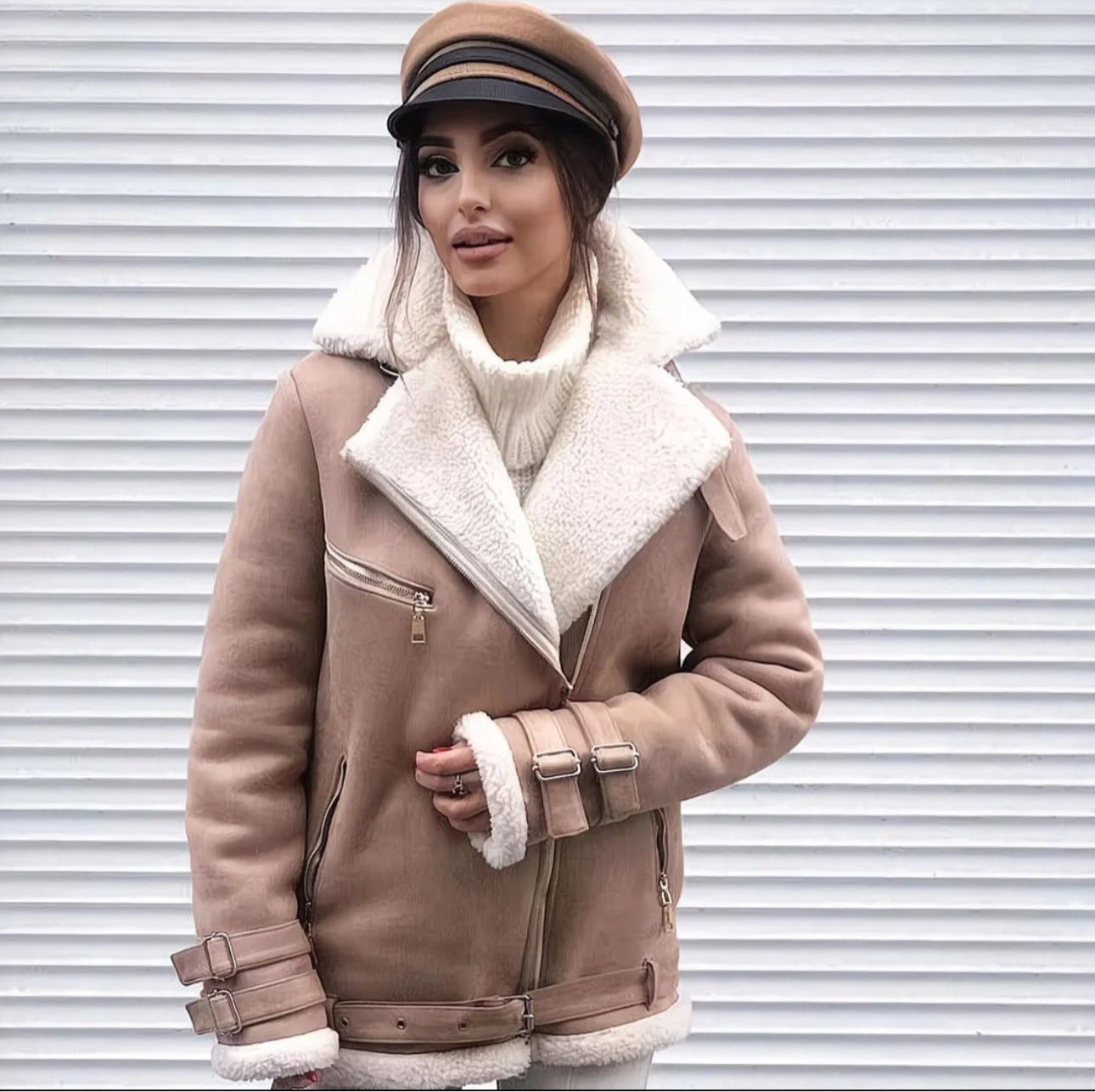 Blouson Aviateur Femme – Doublé Fourrure Style Hiver Chic