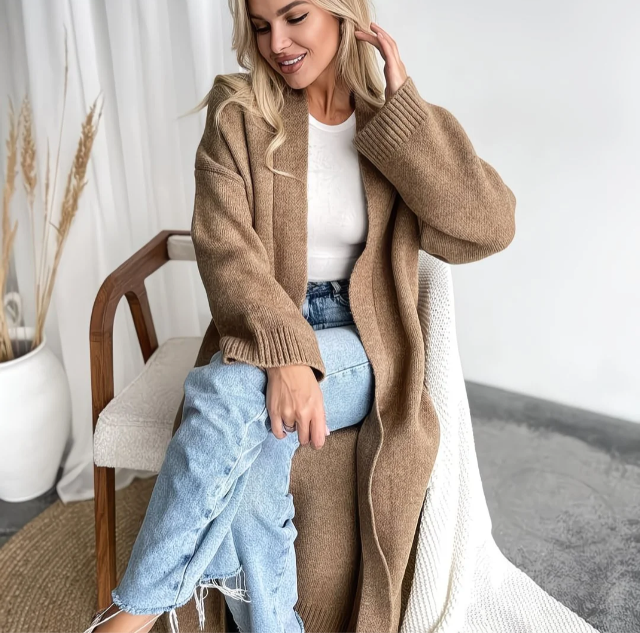 Cardigan Long Femme – Style Cocoon Élégant et Confortable