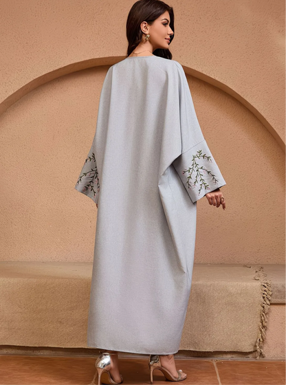 Abaya Lina — Élégance Florale & Modernité Minimaliste