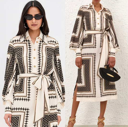 Robe Imprimé Graphique – Élégance Moderne