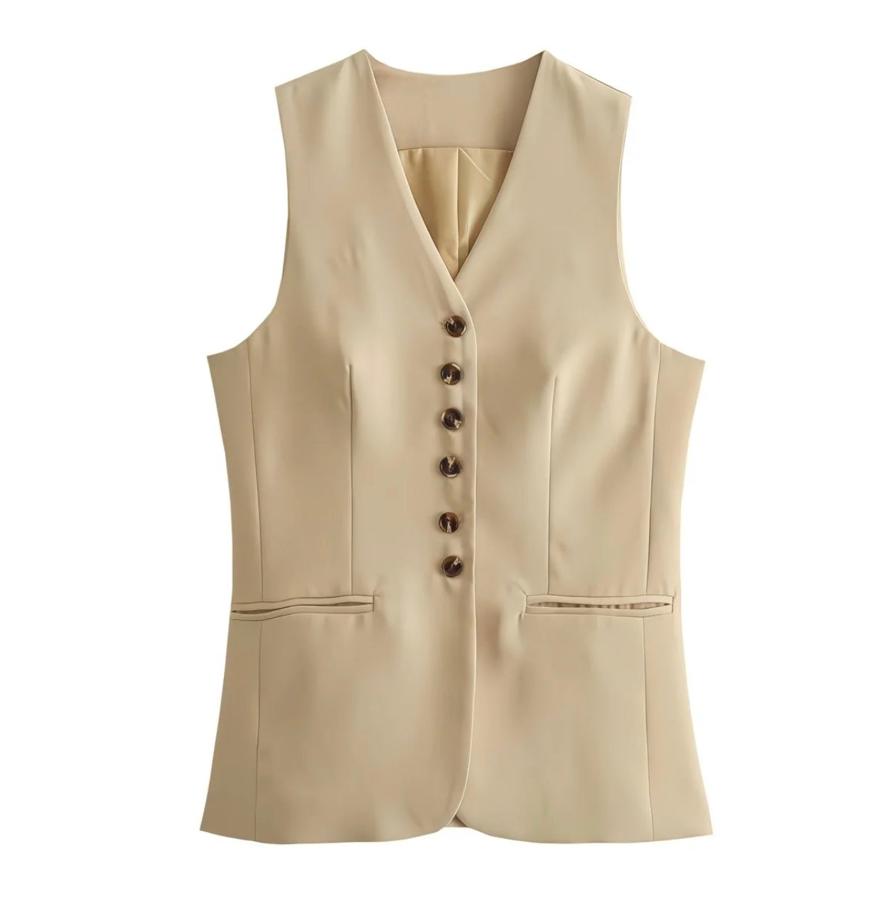 Ensemble Femme Élégant – Gilet Boutonné & Jupe Midi Taille Haute