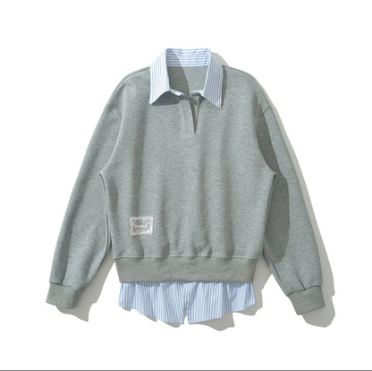 Sweat à effet chemise – style universitaire chic