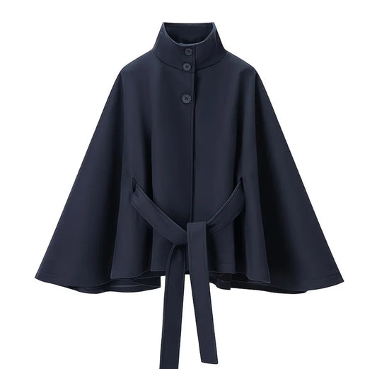 Cape Élégante à Col Montant – Style Minimaliste & Chic