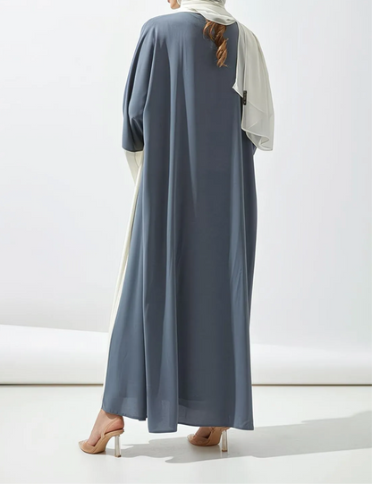 Abaya Nour — Élégance Pure & Contraste Subtil