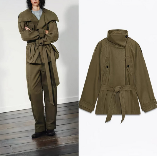 Trench Court Femme pas cher – Ceinturé en Coton Premium